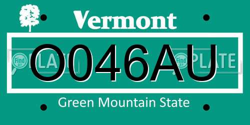 O046AU Vermont License Plate