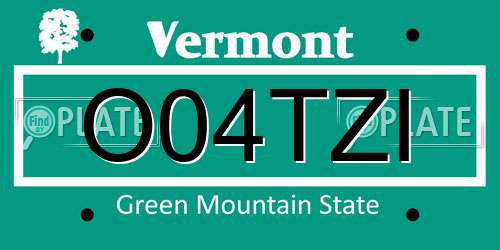 O04TZI Vermont License Plate