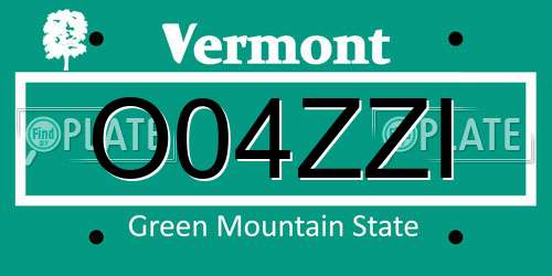 O04ZZI Vermont License Plate