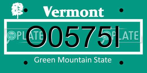O0575I Vermont License Plate