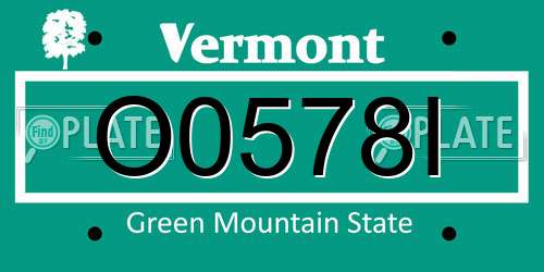 O0578I Vermont License Plate