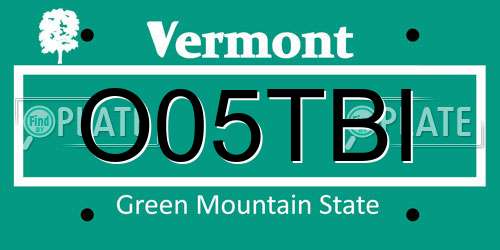 O05TBI Vermont License Plate