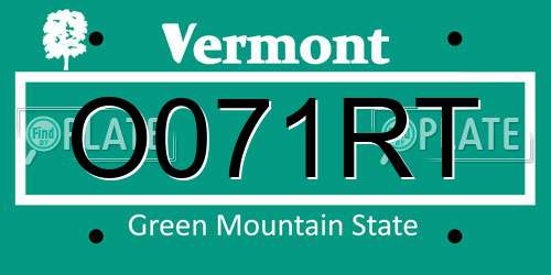 O071RT Vermont License Plate