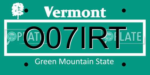 O07IRT Vermont License Plate