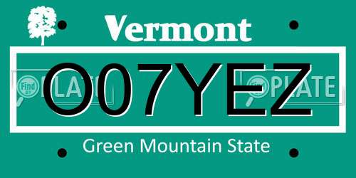O07YEZ Vermont License Plate