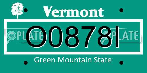 O0878I Vermont License Plate
