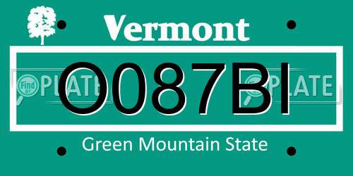 O087BI Vermont License Plate