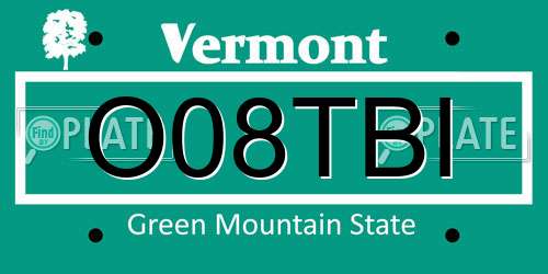 O08TBI Vermont License Plate