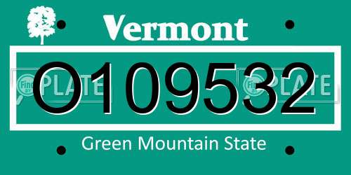 O109532 Vermont License Plate