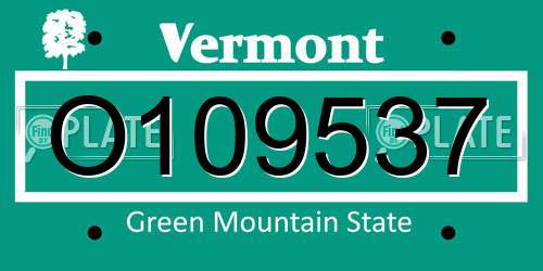 O109537 Vermont License Plate