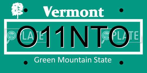 O11NTO Vermont License Plate