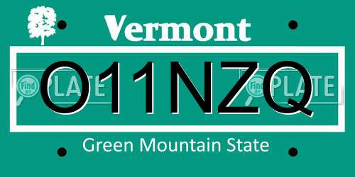 O11NZQ Vermont License Plate