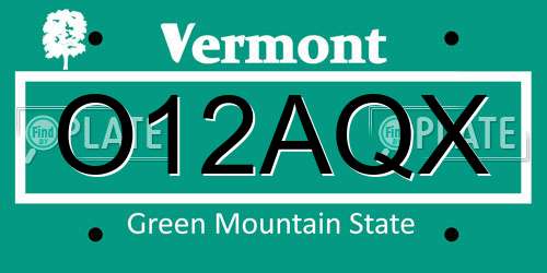 O12AQX Vermont License Plate