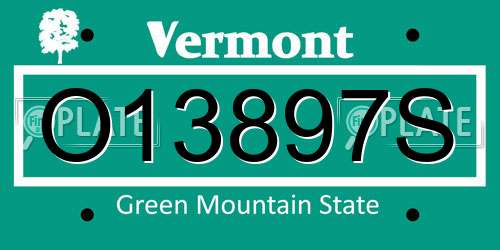 O13897S Vermont License Plate