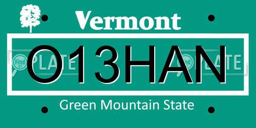 O13HAN Vermont License Plate