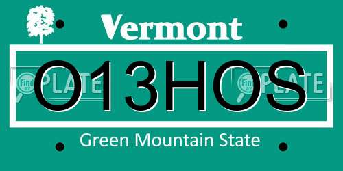 O13HOS Vermont License Plate