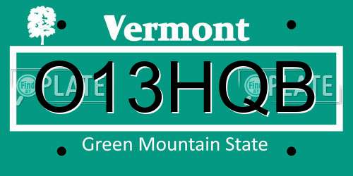 O13HQB Vermont License Plate