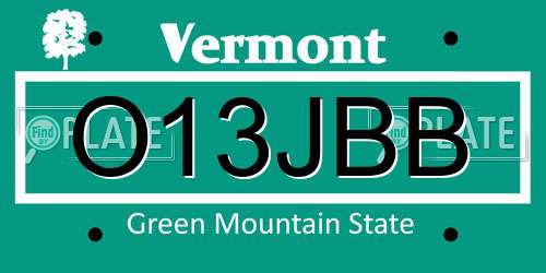 O13JBB Vermont License Plate