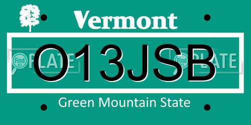 O13JSB Vermont License Plate