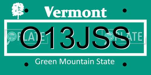 O13JSS Vermont License Plate