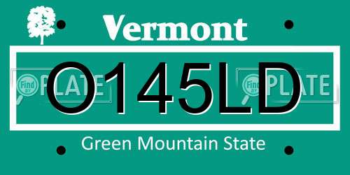 O145LD Vermont License Plate