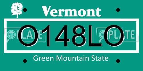 O148LO Vermont License Plate