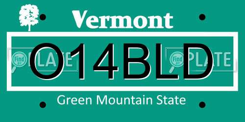 O14BLD Vermont License Plate