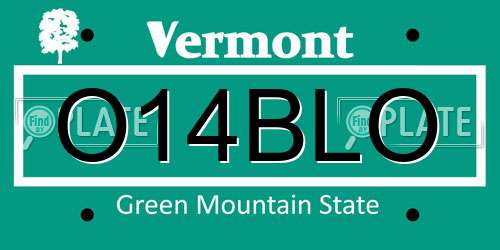 O14BLO Vermont License Plate