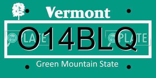 O14BLQ Vermont License Plate