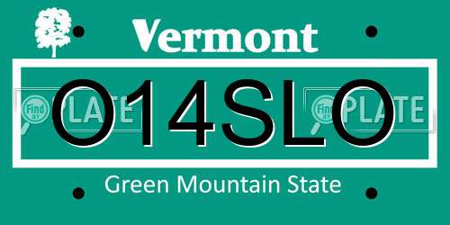 O14SLO Vermont License Plate