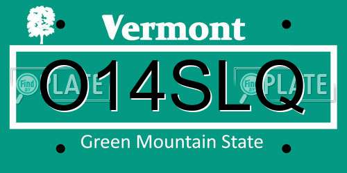 O14SLQ Vermont License Plate
