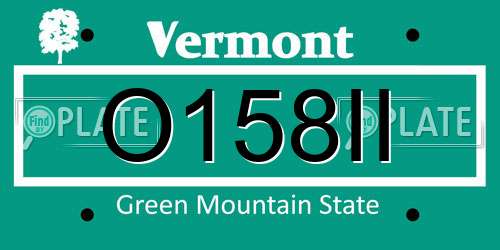 O158II Vermont License Plate