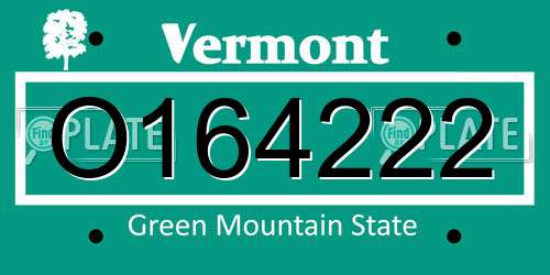 O164222 Vermont License Plate