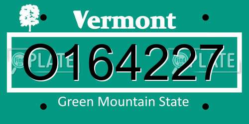 O164227 Vermont License Plate
