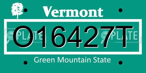 O16427T Vermont License Plate