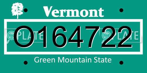 O164722 Vermont License Plate