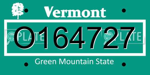 O164727 Vermont License Plate