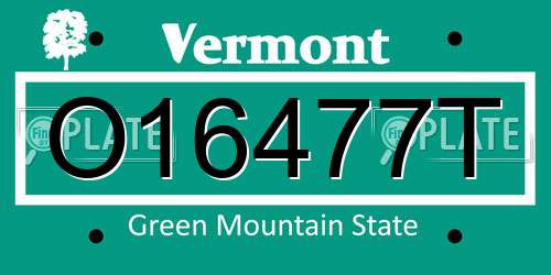 O16477T Vermont License Plate