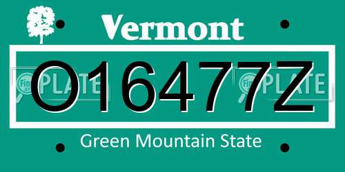 O16477Z Vermont License Plate