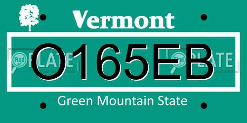 O165EB Vermont License Plate