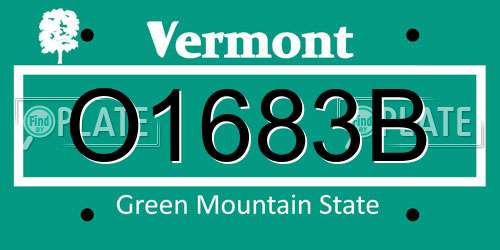 O1683B Vermont License Plate