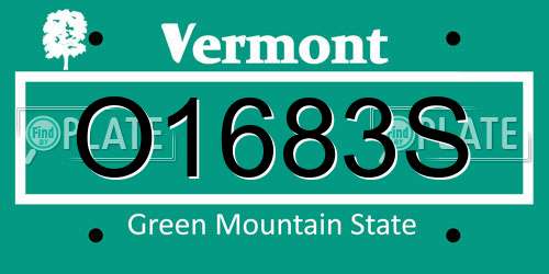 O1683S Vermont License Plate