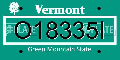 O18335I Vermont License Plate