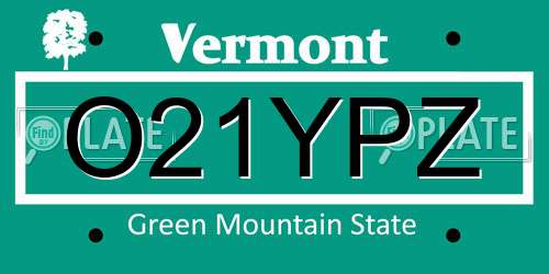 O21YPZ Vermont License Plate