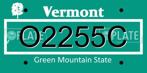 O2255C Vermont License Plate