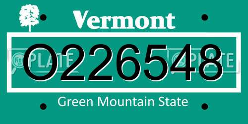 O226548 Vermont License Plate