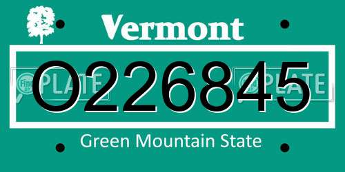 O226845 Vermont License Plate