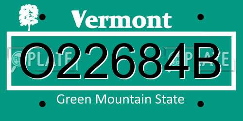 O22684B Vermont License Plate