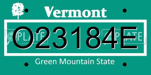 O23184E Vermont License Plate