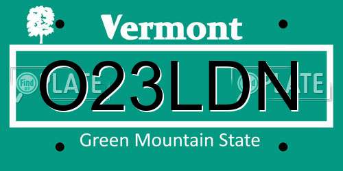 O23LDN Vermont License Plate